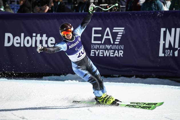 ITALY, VENETO - MARCH 7, 2026: Alexei Bugayev of Russia competes in the men s downhill skiing event during the 2026 Winter Paralympic Games on the Olympia delle Tofane of the Tofane Alpine Skiing Centre in Cortina d Ampezzo, Province of Belluno. Mikhail Tereshchenko TASS  89690832