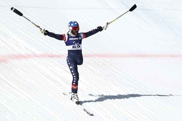 ITALY, VENETO - MARCH 7, 2026: Patrick Halgren of the United States competes in the men s downhill skiing event during the 2026 Winter Paralympic Games on the Olympia delle Tofane of the Tofane Alpine Skiing Centre in Cortina d Ampezzo, Province of Belluno. Mikhail Tereshchenko TASS  89692341