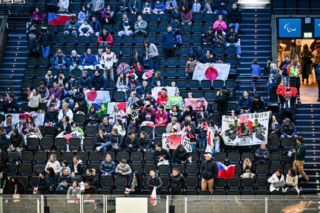 GIOCHI OLIMPICI - Olimpiadi Invernali Milano-Cortina 2026 - Paralympic Winter games, Winterspiele,Spiele, Summer games MILANO-CORTINA 2026 - Para Ice hockey, Eishockey - Czechia vs Japan Team Japan supporters during the Paralympic Games Milano-Cortina 2026, Ice Hockey match between Czechia vs Japan on March 6, 2026 at Arena di Verona in Verona, Italy during Paralympic WINTER GAMES MILANO-CORTINA 2026 - Para ice hockey - Czechia vs Japan, Olympic Winter Games Milano-Cortina 2026 in Milano, Italy, March 07 2026 Cortina D Ampezzo Italy  Copyright: xIPAxSport ABACAx