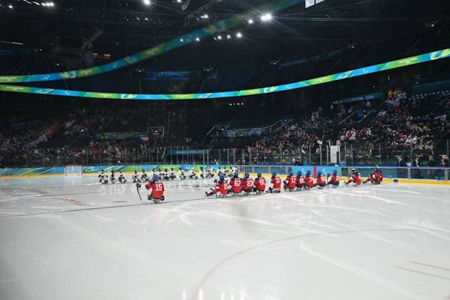 GIOCHI OLIMPICI - Olimpiadi Invernali Milano-Cortina 2026 - Paralympic Winter games, Winterspiele,Spiele, Summer games MILANO-CORTINA 2026 - Para Ice hockey, Eishockey - Czechia vs Japan Team Japan and Team Czechia line up during the Paralympic Games Milano-Cortina 2026, Ice Hockey match between Czechia vs Japan on March 6, 2026 at Arena di Verona in Verona, Italy during Paralympic WINTER GAMES MILANO-CORTINA 2026 - Para ice hockey - Czechia vs Japan, Olympic Winter Games Milano-Cortina 2026 in Milano, Italy, March 07 2026 Cortina D Ampezzo Italy  Copyright: xIPAxSport ABACAx