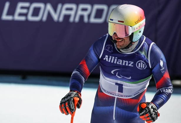 ITALY, VENETO - MARCH 7, 2026: Hyacinthe Deleplace of France competes in the men s downhill skiing event for visually impaired athletes during the 2026 Winter Paralympic Games on the Olympia delle Tofane of the Tofane Alpine Skiing Centre in Cortina d Ampezzo, Province of Belluno 2026 Winter Paralympics: Para-Alpine Skiing  - ZUMAt113 20260307_zaa_t113_252 Copyright: xMikhailxTereshchenkox