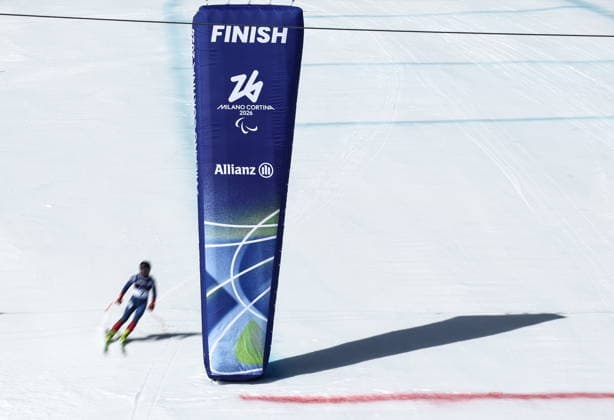 ITALY, VENETO - MARCH 7, 2026: Hwang Mingyu of South Korea competes in the men s downhill skiing event for visually impaired athletes during the 2026 Winter Paralympic Games on the Olympia delle Tofane of the Tofane Alpine Skiing Centre in Cortina d Ampezzo, Province of Belluno. Mikhail Tereshchenko TASS  89693782
