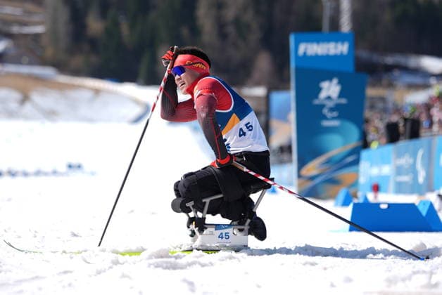 (260307) -- TESERO, March 7, 2026 -- Liu Mengtao of China reacts after the men s sprint sitting final of para biathon at the Milan-Cortina 2026 Paralympic Winter games, Winterspiele,Spiele, Summer games in Tesero, Italy, March 7, 2026. ) (SP)ITALY-TESERO-PARALYMPIC WINTER GAMES-PARA BIATHLON-MEN S SPRINT SITTING HouxZhaokang 