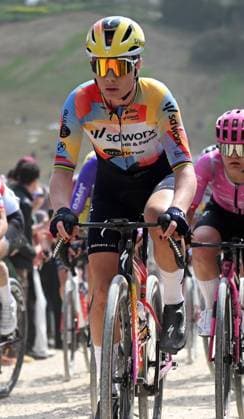 Belgian Lotte Kopecky pictured in action during the men elite Strade Bianche one day cycling race, 203km from and to Siena, Italy on Saturday 07 March 2026. DIRKxWAEM  x166732836x