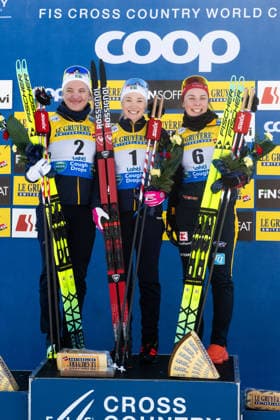 260307 Linn Svahn of Sweden, Jonna Sundling of Sweden and Coletta Rydzek of Germany celebrate on the podium after the women s sprint final during the FIS Cross-Country World Cup on March 7, 2026 in Lahtis. Photo: Mikko Stig BILDBYRAN kod XY XY0096 skidor cross-country skiing langrenn fis world cup womens sprint bbeng världscupen fis cross country world cup fis cross-country world cup lahtis dam jubel *** 260307 Linn Svahn of Sweden, Jonna Sundling of Sweden and Coletta Rydzek of Germany celebrate on the podium after the women s sprint final during the FIS Cross Country World Cup on March 7, 2026 in Lahti Photo Mikko Stig BILDBYRAN kod XY XY0096 skidor cross country skiing langrenn fis world cup womens sprint bbeng världscupen fis cross country world cup fis cross country world cup lahtis dam jubel  Copyright: MikkoxStig BB260307ZF017