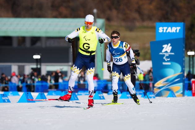 260307 Zebastian Modin of Sweden with guide Emil Talsi competes in men s sprint vision impaired biathlon on March 7, 2026 in Val di Fiemme. Photo: Oscar Olsson Swedish Parasport Federation BILDBYRAN kod XY XY0100 skidskytte biathlon skiskyting 2026 paralympics day 1 para biathlon mens sprint sitting bbeng paralympic games paralympics paralympiska spel paralympiske leker vinter-paralympics winter paralympics milano cortina 2026 milano cortina 2026 winter paralympic games paraskidskytte *** 260307 Zebastian Modin of Sweden with guide Emil Talsi competes in men s sprint vision impaired biathlon on March 7, 2026 in Val di Fiemme Photo Oscar Olsson Swedish Parasport Federation BILDBYRAN code XY XY0100 biathlon biathlon biathlon 2026 paralympics day 1 para biathlon mens sprint sitting bbeng paralympic games paralympiska spel paralympiske leker vinter paralympics winter paralympics milano cortina 2026 milano cortina 2026 winter paralympic games paraskidskytte  Copyright: OscarxOlsson BB260307ZM021