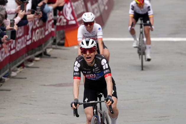 CHABBEY Elise of FDJ UNITED - SUEZ team winner of the race during the Strade Bianche Woman Elite (White Roads) a 133 km one day race from and to Siena (Tuscany), Italy - Saturday March 7, 2025 - - cycling  Copyright: xSpada LaPressex