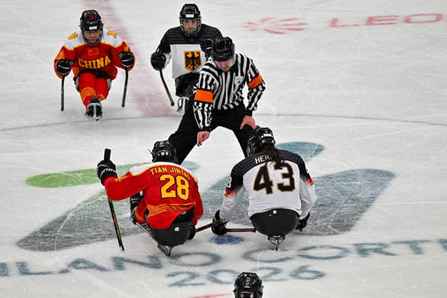 People s Republic Of China and The Germany Team in action during Paralympic Winter games, Winterspiele,Spiele, Summer games MILANO-CORTINA 2026 - Para Ice hockey, Eishockey - China vs Germany , Olympic Winter Games Milano-Cortina 2026 in Milano, Italy, March 07 2026  Copyright: xAlessioxMarini IPAxSportx xipa-agency.netx xx IPA_72510007 IPA_Agency_IPA72510007