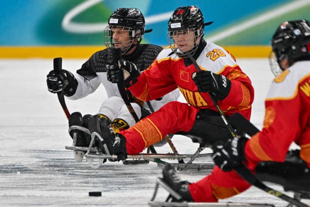 GIOCHI OLIMPICI - Olimpiadi Invernali Milano-Cortina 2026 - Paralympic Winter games, Winterspiele,Spiele, Summer games MILANO-CORTINA 2026 - Para Ice hockey, Eishockey - China vs Germany People s Republic Of China s Tian Jintao in action during the Paralympic Games Milano-Cortina 2026, Ice Hockey match between People s Republic Of China and The Germany Team on March 6, 2026 at Arena di Verona in Verona, Italy during Paralympic WINTER GAMES MILANO-CORTINA 2026 - Para ice hockey - China vs Germany , Olympic Winter Games Milano-Cortina 2026 in Milano, Italy, March 07 2026 Cortina D Ampezzo Italy  Copyright: xIPAxSport ABACAx