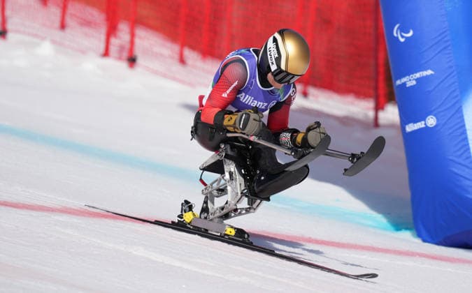 (260307) -- CORTINA D AMPEZZO, March 7, 2026 -- Anna-Lena Forster of Germany competes during the para alpine skiing women s downhill sitting match at the Milan-Cortina 2026 Paralympic Winter games, Winterspiele,Spiele, Summer games in Cortina D ampezzo, Italy, March 7, 2026. ) (SP)ITALY-CORTINA D AMPEZZO-PARALYMPIC WINTER GAMES-PARA ALPINE SKIING-WOMEN S DOWNHILL-SITTING WangxKaiyan 