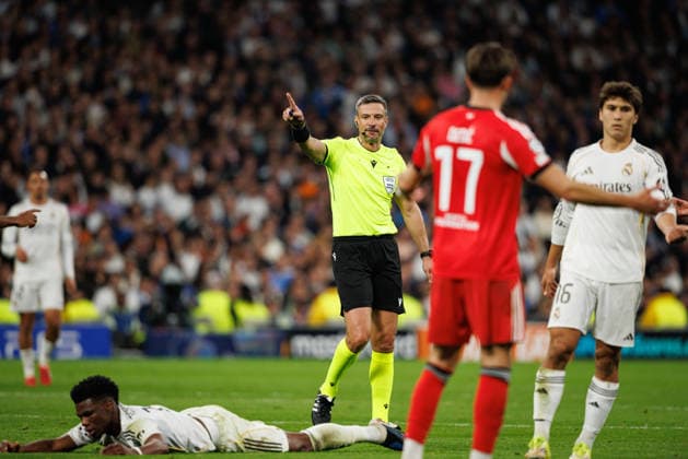 Slavko Vincic seen during Champions League knock out play off game between teams of Real Madrid CF and SL Benfica (Maciej Rogowski Ball Raw Images) Madrid Bernabeu Spain Copyright: xMaciejxRogowskix maciejrogowski_realmadrid_slbenfica_2526_4-177