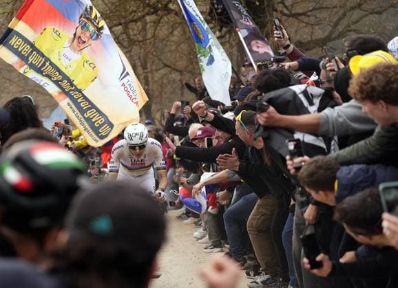 Slovenian Tadej Pogacar of UAE Team Emirates - XRG pictured in action during the men elite Strade Bianche one day cycling race, 203km from and to Siena, Italy on Saturday 07 March 2026. POOLxFABIOxFERRARI  x166749374x