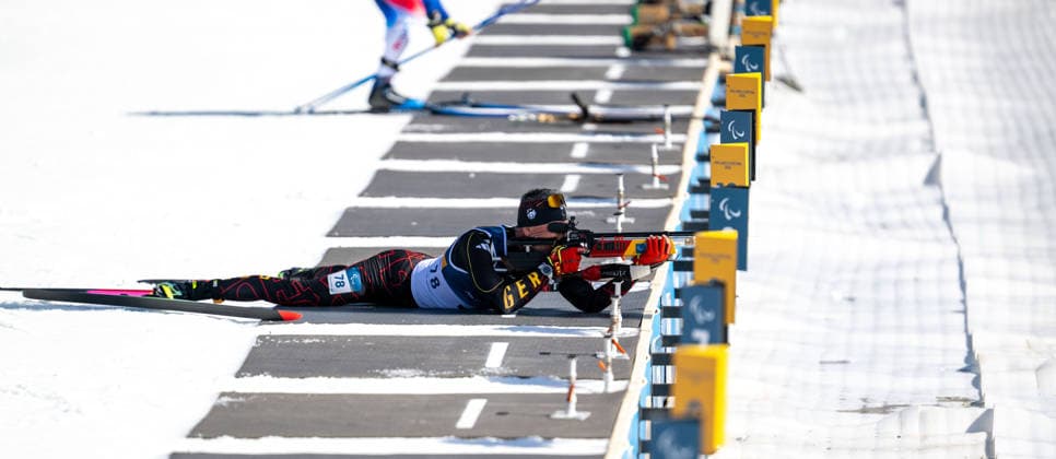 TESERO, ITALY - MARCH 07: Alexander EHLER of Germany, classification LW4, born Jun 1969 in Leninogorsk (Kasachstan), local club SV Kirchzarten, regional association Baden-Wuerttemberg competing during the nordic ski competitions in the standing men s para biathlon sprint finals over 7.5km on day 1 of the Paralympic Winter games, Winterspiele,Spiele, Summer games Milano Cortina 2026 at Cross-Country Skiing Stadium (TCC) of Tesero on 07.3.2026 in Trento Val di Fiemme Italy. Photo Oliver Kremer Pixolli Studios. Trento Val di Fiemme Italy Copyright: xOliverxKremerx