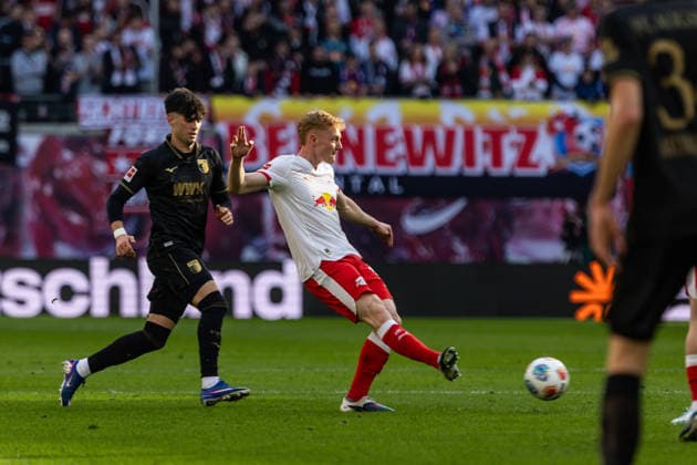 GER, Bundesliga, RB Leipzig - FC Augsburg. 07.03.2026, Red Bull Arena, Leipzig, GER, Bundesliga, RB Leipzig - FC Augsburg. Nicolas Seiwald (RB Leipzig 13) Einzelaktion Aktion Â