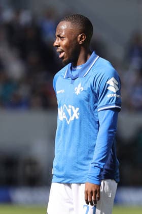 07.03.2026, xtvx, Fussball 2.Bundesliga, SV Darmstadt 98 - Holstein Kiel v.l. Merveille Papela (SV Darmstadt 98) Portrait (DFL DFB REGULATIONS PROHIBIT ANY USE OF PHOTOGRAPHS as IMAGE SEQUENCES and or QUASI-VIDEO) Darmstadt