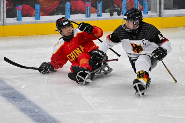 GIOCHI OLIMPICI - Olimpiadi Invernali Milano-Cortina 2026 - Paralympic Winter games, Winterspiele,Spiele, Summer games MILANO-CORTINA 2026 - Para Ice hockey, Eishockey - China vs Germany People s Republic Of China in action during Paralympic WINTER GAMES MILANO-CORTINA 2026 - Para ice hockey - China vs Germany , Olympic Winter Games Milano-Cortina 2026 in Milano, Italy, March 07 2026 Cortina D Ampezzo Italy  Copyright: xIPAxSport ABACAx