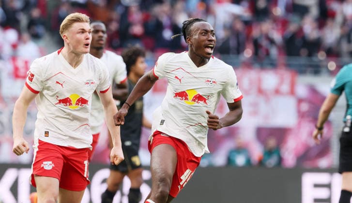 RB Leipzig - Augsburg Bundesliga Leipzig, 07.03.2026, Red Bull Arena, Fußball, 1.Bundesliga, 25.Spieltag , RB Leipzig vs. FC Augsburg , Im Bild: Tor für RB Leipzig. Yan Diomande (49, RB Leipzig) trifft zum Ausgleich und jubelt. , Nur zur redaktionellen Nutzung. Only editorial use. , DFL DFB regulations prohibit any use of photographs as image sequences and or quasi-video. ,