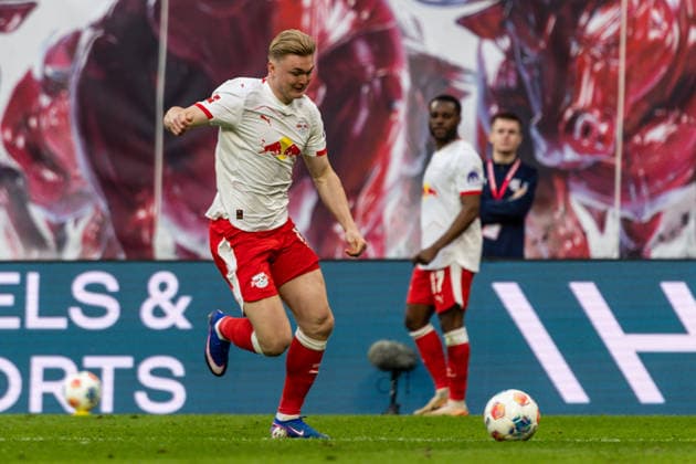 GER, Bundesliga, RB Leipzig - FC Augsburg. 07.03.2026, Red Bull Arena, Leipzig, GER, Bundesliga, RB Leipzig - FC Augsburg. Conrad Harder (RB Leipzig 11) Einzelaktion Aktion Â