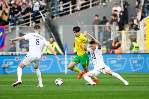 FC Nantes v Angers SCO - Ligue 1 McDonald s 2025 2026 66 Louis LEROUX (fcn) - 15 Pierrick CAPELLE (sco) during the Ligue 1 McDonald s match between Nantes and Angers at Stade de la Beaujoire on March 8, 2026 in Nantes, France. Nantes France  Copyright: xFEPx 776348311