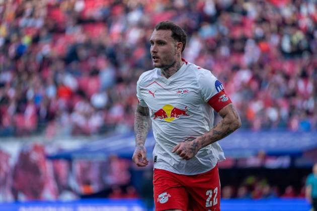 Deutschland: Bundesliga 2025 - 2026, 25. Spieltag - RB Leipzig vs FC Augsburg - Red Bull Arena (Leipzig): David Raum (RB Leipzig, 22)