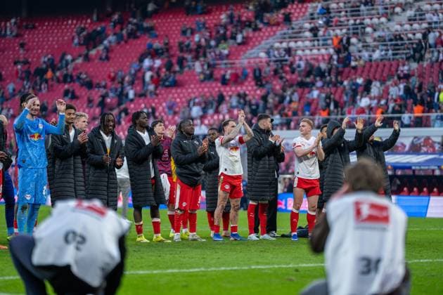 Deutschland: Bundesliga 2025 - 2026, 25. Spieltag - RB Leipzig vs FC Augsburg - Red Bull Arena (Leipzig): Abpfiff Jubel