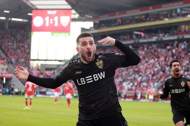 07.03.26 1. FSV Mainz 05 - VfB Stuttgart Deutschland, Mainz, 07.03.2026, Fussball, Bundesliga, Saison 2025 2026, 1. FSV Mainz 05 - VfB Stuttgart: Deniz Undav (VfB Stuttgart); Jubel Tor 1:2 Undav. *** 07 03 26 1 FSV Mainz 05 VfB Stuttgart Germany, Mainz, 07 03 2026, Football, Bundesliga, Season 2025 2026, 1 FSV Mainz 05 VfB Stuttgart Deniz Undav VfB Stuttgart Jubel Tor 1 2 Undav