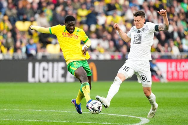 FC Nantes v Angers SCO - Ligue 1 McDonald s 2025 2026 21 Mohamed KABA (fcn) - 15 Pierrick CAPELLE (sco) during the Ligue 1 McDonald s match between Nantes and Angers at Stade de la Beaujoire on March 8, 2026 in Nantes, France. Nantes France  Copyright: xFEPx 776348311