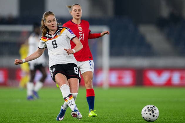 260307 Sjoeke Nüsken of Germany during the FIFA Women s World Cup Qualifier football match between Norway and Germany on March 7, 2026 in Stavanger. Photo: Marius Simensen BILDBYRAN COP 238 MM0060 bbeng dam vm-kval vm-kvalifisering kvinner vm-kvalik football fotball fotboll landskamp soccer FIFA World Cup, WM, Weltmeisterschaft, Fussball qualifier norge norway tyskland germany Copyright: MARIUSxSIMENSEN BB260307ZK107