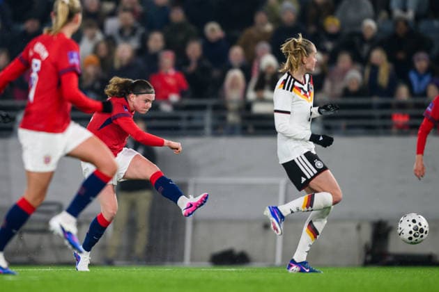 260307 Signe Gaupset of Norway during the FIFA Women s World Cup Qualifier football match between Norway and Germany on March 7, 2026 in Stavanger. Photo: Marius Simensen BILDBYRAN COP 238 MM0060 bbeng dam vm-kval vm-kvalifisering kvinner vm-kvalik football fotball fotboll landskamp soccer FIFA World Cup, WM, Weltmeisterschaft, Fussball qualifier norge norway tyskland germany Copyright: MARIUSxSIMENSEN BB260307ZO100