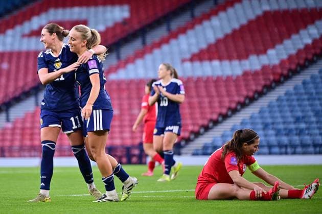 Kathleen McGovern of Scotland celebrates scoring her second goal Scotland Women v Luxembourg Women, 2027 FIFA Women s World Cup Qualifiers, Group D, Football, Hampden Park, Glasgow, Scotland, UK - 07 Mar 2026Glasgow Hampden Park Scotland United Kingdom EDITORIAL USE ONLY No use with unauthorised audio, video, data, fixture lists, club league logos or live services. Online in-match use limited to 120 images, no video emulation. No use in betting, games or single club league player publications. Copyright: xMarkxRunnacles Shutterstockx 16723654an
