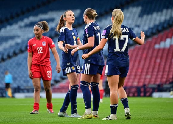 Kathleen McGovern of Scotland celebrates scoring her second goal Scotland Women v Luxembourg Women, 2027 FIFA Women s World Cup Qualifiers, Group D, Football, Hampden Park, Glasgow, Scotland, UK - 07 Mar 2026Glasgow Hampden Park Scotland United Kingdom EDITORIAL USE ONLY No use with unauthorised audio, video, data, fixture lists, club league logos or live services. Online in-match use limited to 120 images, no video emulation. No use in betting, games or single club league player publications. Copyright: xMarkxRunnacles Shutterstockx 16723654ao