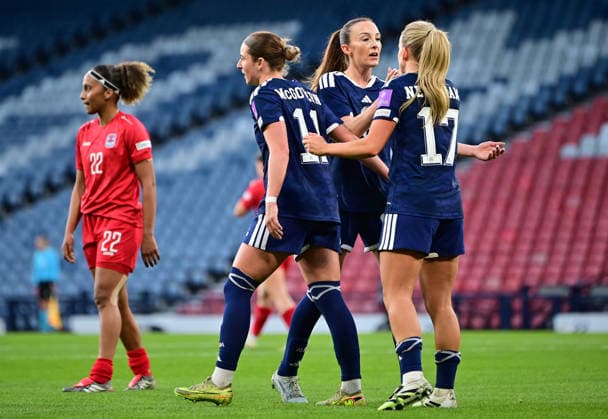 Kathleen McGovern of Scotland celebrates scoring her second goal Scotland Women v Luxembourg Women, 2027 FIFA Women s World Cup Qualifiers, Group D, Football, Hampden Park, Glasgow, Scotland, UK - 07 Mar 2026Glasgow Hampden Park Scotland United Kingdom EDITORIAL USE ONLY No use with unauthorised audio, video, data, fixture lists, club league logos or live services. Online in-match use limited to 120 images, no video emulation. No use in betting, games or single club league player publications. Copyright: xMarkxRunnacles Shutterstockx 16723654aq