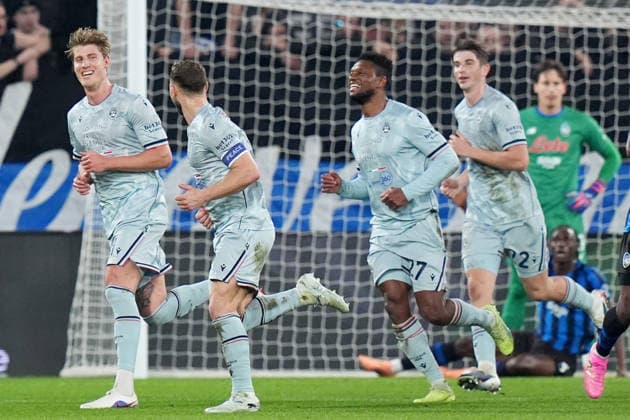 Udinese™s Thomas Kristensen celebrates after scoring 0-1 during the Serie A soccer match between Atalanta and Udinese at the New Balance Arena in Bergamo , north Italy - Saturday , March 07 , 2026. - Soccer .  Copyright: xSpada LaPressex