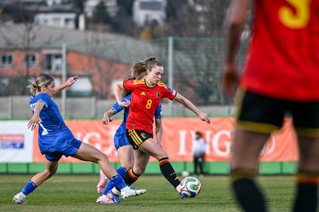 SOCCER WOMEN UEFA QUALIFIERS B4 MD2 BELGIUM VS ISRAEL Valesca Ampoorter (8) of Belgium Valesca Ampoorter (8) of Belgium pictured during a women football game between the national teams of Belgium, called the Red Flames, and Israel on the second match day in League B Group B4 in the league stage of the 2026-27 UEFA Women s European Qualifiers competition , on Saturday 7 March 2026 in Budapest , Hungary . PHOTO SPORTPIX Stijn Audooren Budapest BSC Stadium - Budaors Hungary  Copyright: xSportpix.bex xStijnxAudoorenxStijnxAudoorenx