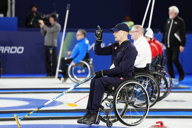 CORTINA, ITALY 20260307 Viljo Petterson Dahl during Saturday s mixed curling match between Sweden and South Korea in the Paralympics at Cortina Curling Olympic Stadium. *** The image is included in the SPORTS PACKAGE. For others PAID IMAGE *** CORTINA ITALY x9200x *** CORTINA, ITALY 20260307 Viljo Petterson Dahl during Saturday s mixed curling match between Sweden and South Korea in the Paralympics at Cortina Curling Olympic Stadium The image is included in the SPORTS PACKAGE For others PAID IMAGE CORTINA ITALY x9200x  Copyright: xBjörnxLarssonxRosvall TTx PARALYMPICS 2026 CURLING