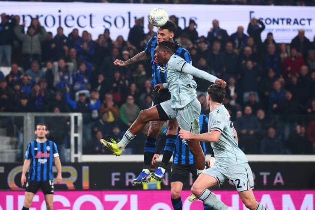 March 7, 2026, Bergamo, Lombardia: Atalanta s Gianluca Scamacca scores the goal 2-2 during the Italian Serie A soccer match Atalanta BC vs Udinese Calcio at the New Balance Arena in Bergamo, Italy, 7 March 2026..ANSA MICHELE MARAVIGLIA. Soccer: Serie A; Atalanta-Udinese  - ZUMAa110 20260307_zaf_a110_050 Copyright: xMichelexMaravigliax