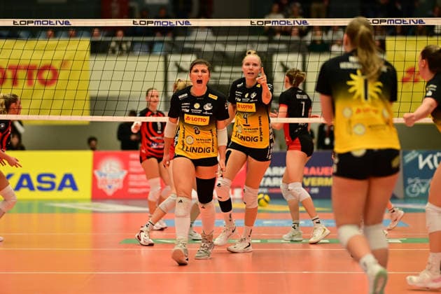 Volleyball I Frauen I Saison 2025-2026 I Bundesliga I Hauptrunde I ETV Hamburger Volksbank Volleys - VfB 91 Suhl I 07.03.2026 Jubel, Begeisterung, Enthusiasmus, Euphorie, Freude, Glücksgefühl, Heiterkeit bei: Mackenzie Foley (8, VfB Suhl LOTTO Thüringen) Hamburg CU-Arena Hamburg Deutschland Copyright: xLobeca FelixxSchlikisx