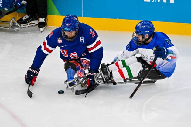 United States Of America s Farmer Declan (USA) during Paralympic Winter games, Winterspiele,Spiele, Summer games MILANO-CORTINA 2026 - Para Ice hockey, Eishockey - Italy vs USA, Olympic Winter Games Milano-Cortina 2026 in Milano, Italy, March 07 2026  Copyright: xAlessioxMarini IPAxSportx xipa-agency.netx xx IPA_72528605 IPA_Agency_IPA72528605