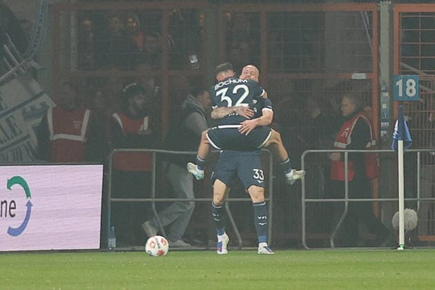 07.03.2026, xrekx, Fussball 2.Bundesliga, VfL Bochum - 1.FC Kaiserslautern v.l. Torjubel nach dem Tor zum celebrating the goal celebrate 1:0 durch Philipp Hofmann (VfL Bochum) (DFL DFB REGULATIONS PROHIBIT ANY USE OF PHOTOGRAPHS as IMAGE SEQUENCES and or QUASI-VIDEO) Bochum