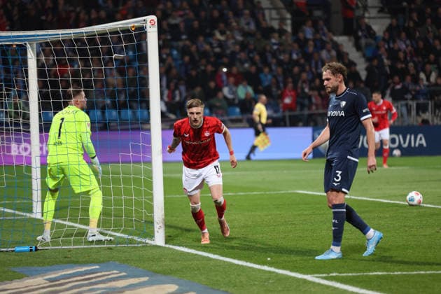 07.03.2026, xrekx, Fussball 2.Bundesliga, VfL Bochum - 1.FC Kaiserslautern v.l. Torjubel nach dem Tor zum celebrating the goal celebrate 1:1 durch Norman Bassette (1.FC Kaiserslautern) (DFL DFB REGULATIONS PROHIBIT ANY USE OF PHOTOGRAPHS as IMAGE SEQUENCES and or QUASI-VIDEO) Bochum