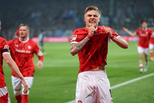 07.03.2026, xrekx, Fussball 2.Bundesliga, VfL Bochum - 1.FC Kaiserslautern v.l. Torjubel nach dem Tor zum celebrating the goal celebrate 1:1 durch Norman Bassette (1.FC Kaiserslautern) (DFL DFB REGULATIONS PROHIBIT ANY USE OF PHOTOGRAPHS as IMAGE SEQUENCES and or QUASI-VIDEO) Bochum
