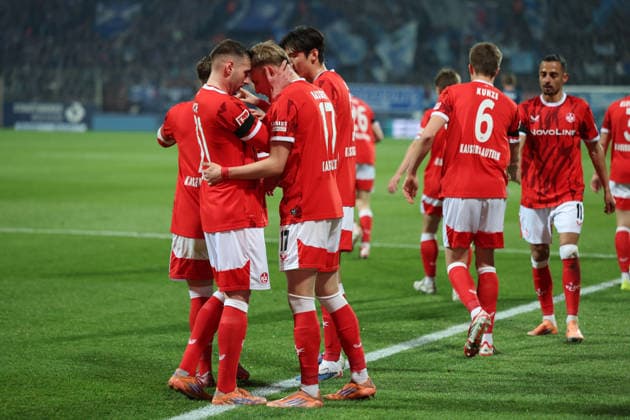 07.03.2026, xrekx, Fussball 2.Bundesliga, VfL Bochum - 1.FC Kaiserslautern v.l. Torjubel nach dem Tor zum celebrating the goal celebrate 1:1 durch Norman Bassette (1.FC Kaiserslautern) (DFL DFB REGULATIONS PROHIBIT ANY USE OF PHOTOGRAPHS as IMAGE SEQUENCES and or QUASI-VIDEO) Bochum