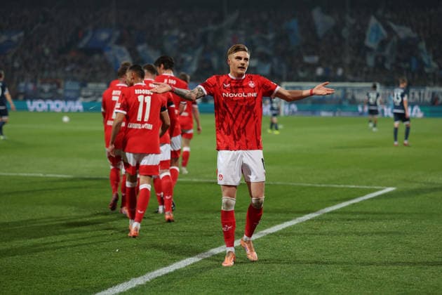 07.03.2026, xrekx, Fussball 2.Bundesliga, VfL Bochum - 1.FC Kaiserslautern v.l. Torjubel nach dem Tor zum celebrating the goal celebrate 1:1 durch Norman Bassette (1.FC Kaiserslautern) (DFL DFB REGULATIONS PROHIBIT ANY USE OF PHOTOGRAPHS as IMAGE SEQUENCES and or QUASI-VIDEO) Bochum