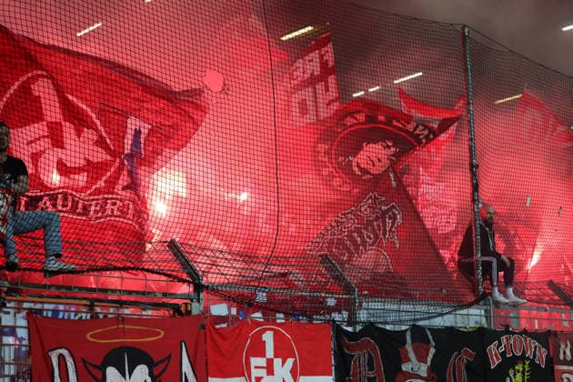 07.03.2026, xrekx, Fussball 2.Bundesliga, VfL Bochum - 1.FC Kaiserslautern v.l. FCK Fans ,Stimmung, Schals, Trikot, Fahne, Banner, Ultras, Zuschauer, Besucher, Choreo, Choreografie, atmosphere, spectators, Visitors Pyrotechnik, Pyrofackel, Bengalo, Bengalfeuer, Fankultur, Ultras, Stadionpyrotechnik, Choreografie mit Pyro, Fanblock, (DFL DFB REGULATIONS PROHIBIT ANY USE OF PHOTOGRAPHS as IMAGE SEQUENCES and or QUASI-VIDEO) Bochum