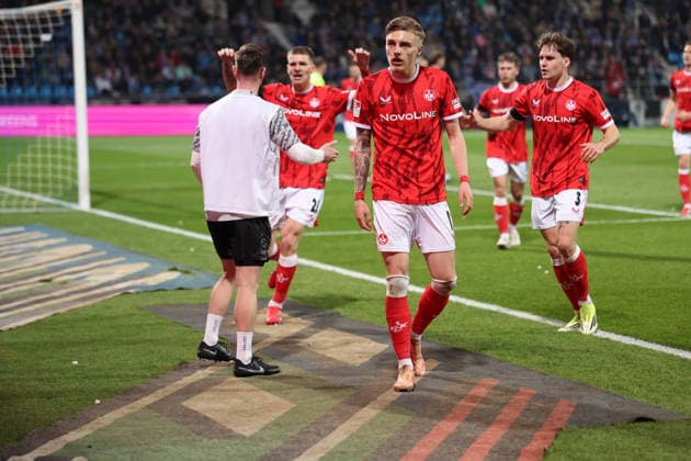 07.03.2026, xrekx, Fussball 2.Bundesliga, VfL Bochum - 1.FC Kaiserslautern v.l. Torjubel nach dem Tor zum celebrating the goal celebrate 1:1 durch Norman Bassette (1.FC Kaiserslautern) (DFL DFB REGULATIONS PROHIBIT ANY USE OF PHOTOGRAPHS as IMAGE SEQUENCES and or QUASI-VIDEO) Bochum