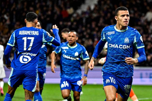 FOOTBALL : Toulouse vs OM - 25eme Journee de Ligue1 McDonald S - Toulouse - 07 03 2026 Joie but Mason Greenwood (om) Toulouse  Copyright: xThierryxBretonx