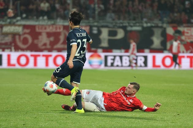 07.03.2026, xrekx, Fussball 2.Bundesliga, VfL Bochum - 1.FC Kaiserslautern v.l. Koji Miyoshi (VfL Bochum) Marlon Ritter (1.FC Kaiserslautern) Zweikampf, Aktion, action, battle for the ball (DFL DFB REGULATIONS PROHIBIT ANY USE OF PHOTOGRAPHS as IMAGE SEQUENCES and or QUASI-VIDEO) Bochum