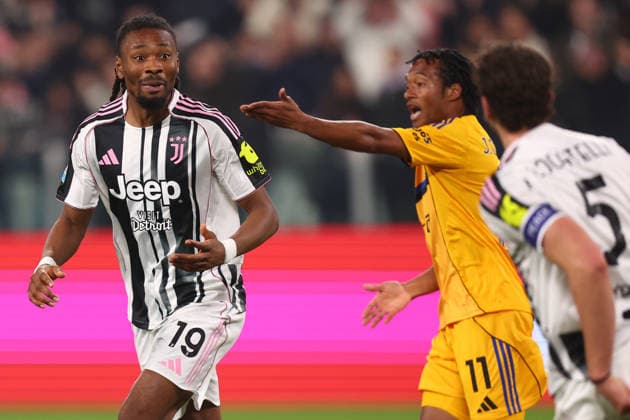 Khephren Thuram (Juventus Fc) celebrates after scoring his team s second goal, Serie A, Juventus FC v Pisa SC , Allianz Stadium, March 7, 2026, Turin, Italy.