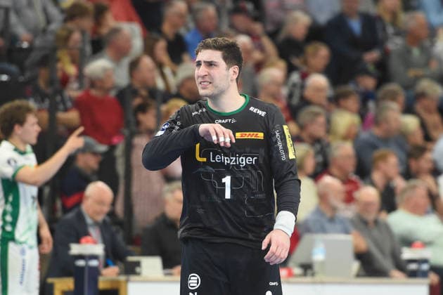 Handball I Herren I Saison 2025-2026 I Bundesliga I 24. Spieltag I SG Flensburg-Handewitt - SC DHfK Leipzig I 07.03.2026 Domenico Ebner (1, SC DHfK Leipzig) Copyright: xLobeca JanxKirschnerx
