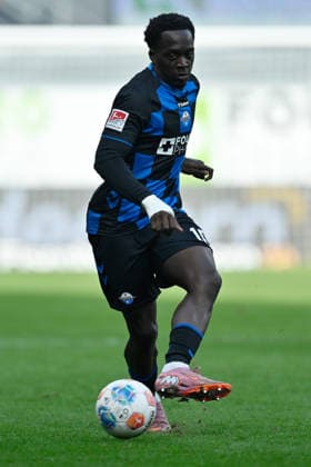 Paderborn, Home Deluxe Arena, 07.03.26, GER, Herren, 2.Bundesliga, Saison 2025-2026, SC Paderborn 07 - Eintracht Braunschweig Bild: Kennedy OKPALA (Paderborn) DFL regulations prohibit any use of photographs as image sequences and or quasi-video. NRW Deutschland